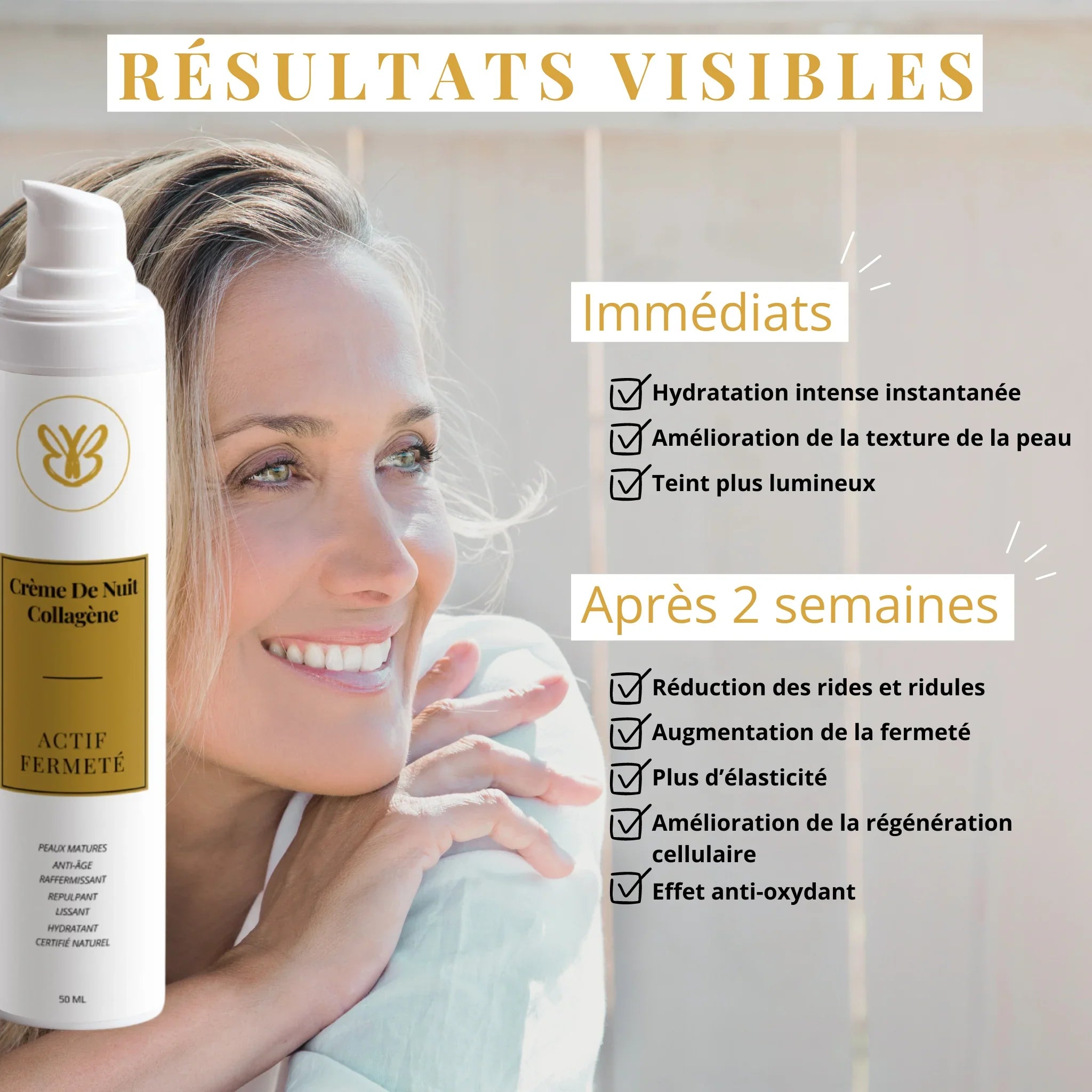 Application du soin raffermissant avant le coucher