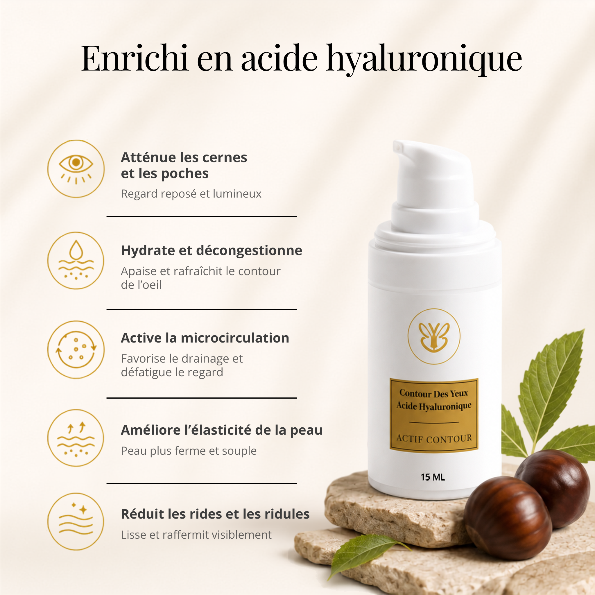 Actif contour des yeux acide hyaluronique peaux matures