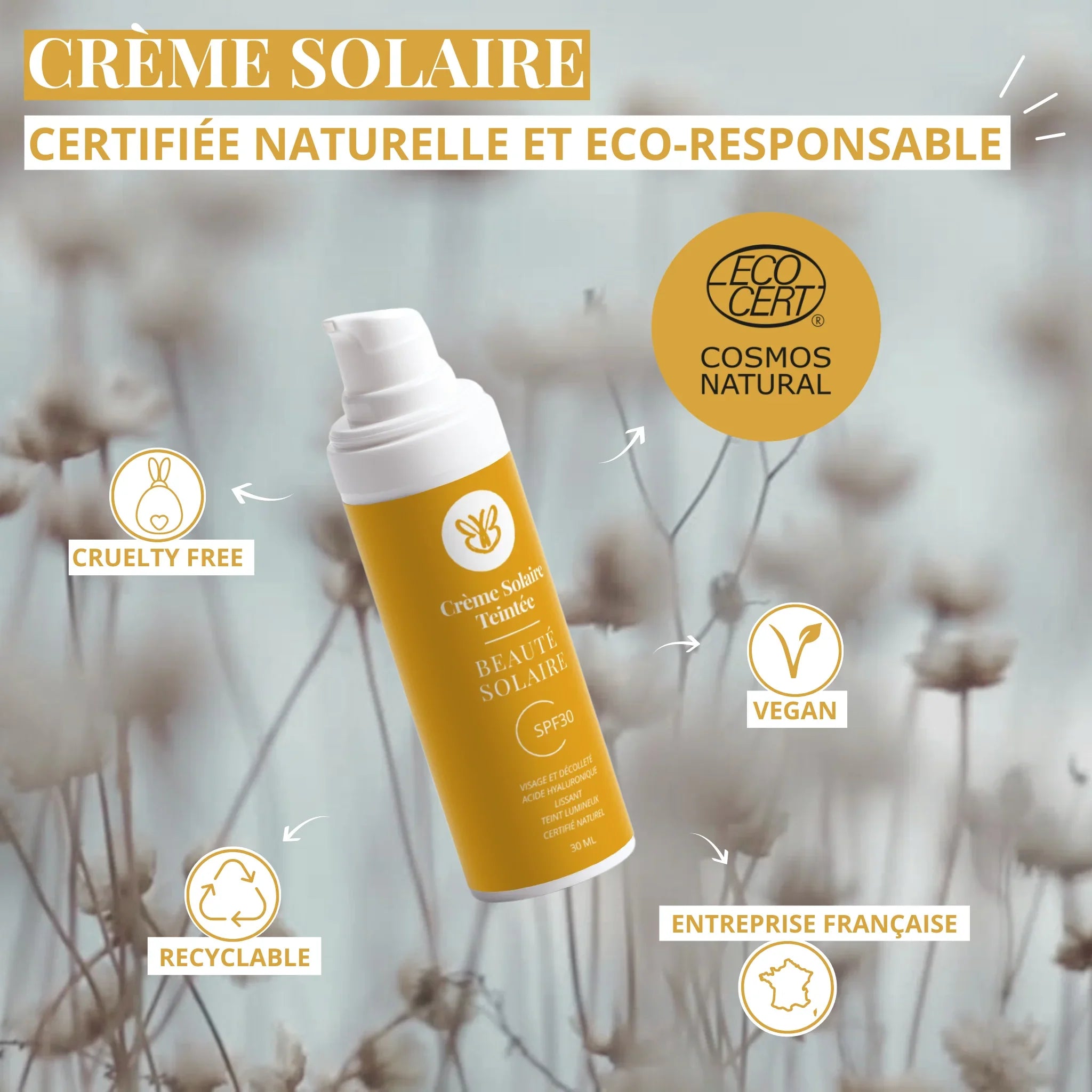 Crème teintée certifiée naturelle – acide hyaluronique