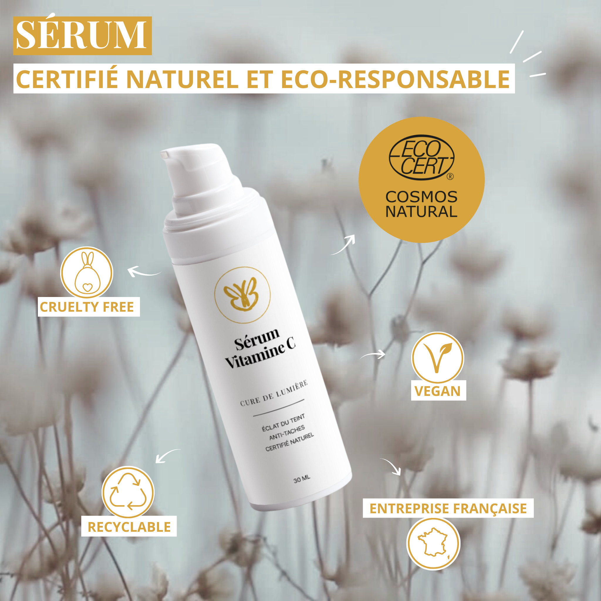 Sérum certifié naturel pour peaux matures 40+